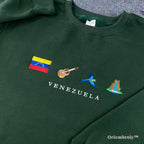 Venezuela pride embroidered sweatshirt detail close up