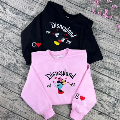 Vintage 1955 cartoon couple embroidered sweatshirt - Mockup Couple