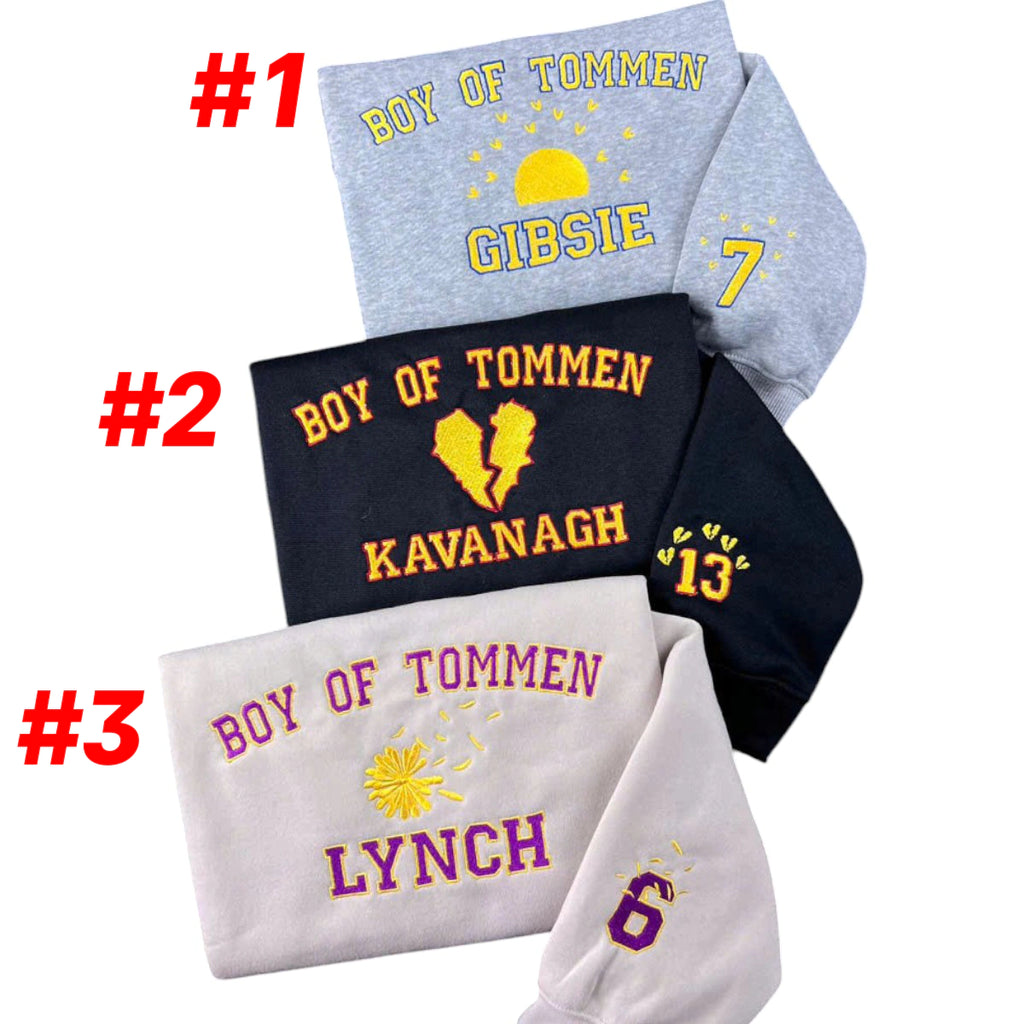 Vintage Boys of Tommen embroidered sweatshirt with Tommen College design, perfect bookish gift for couples
