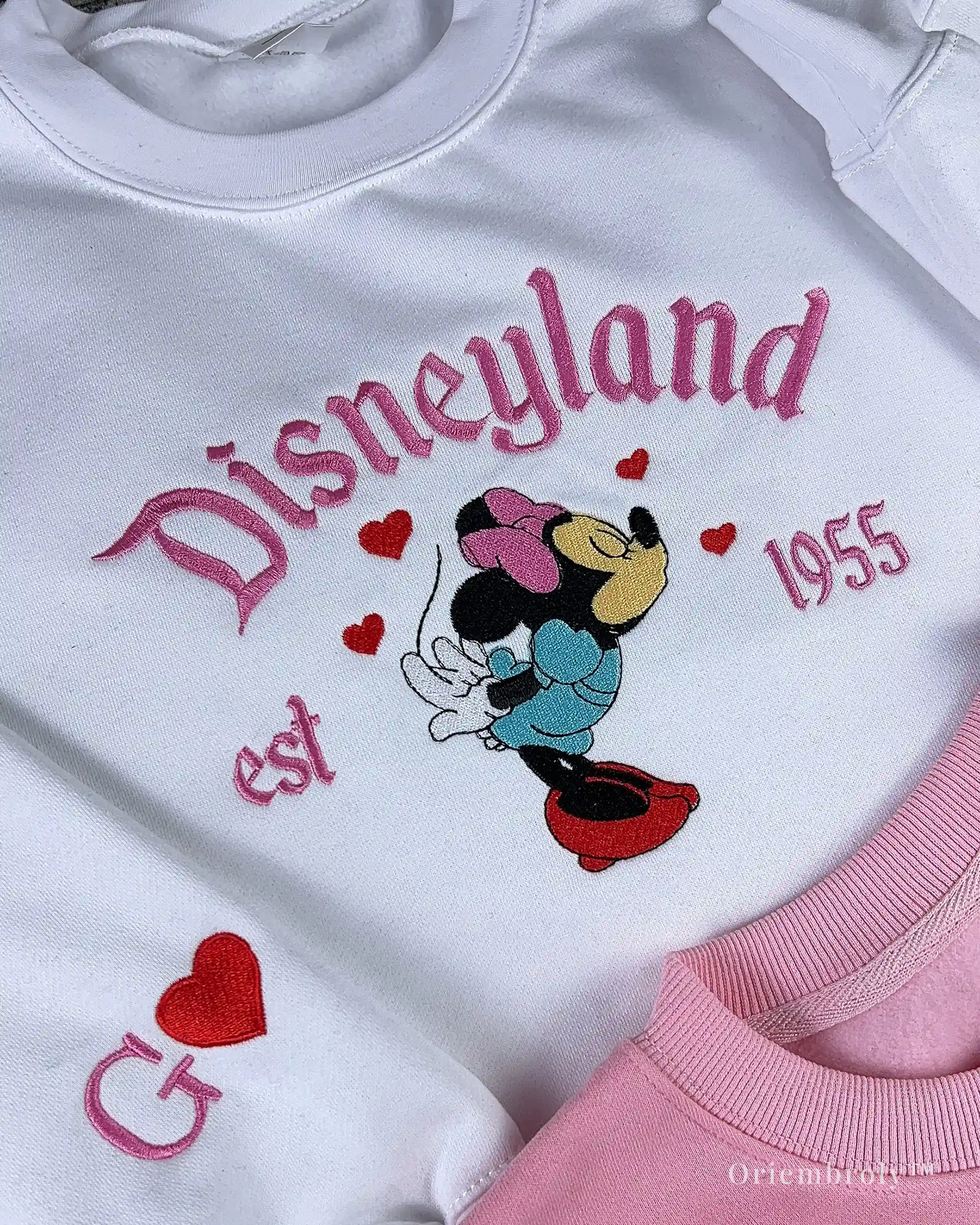 Park-inspired vintage cartoon embroidery White - Minnie 