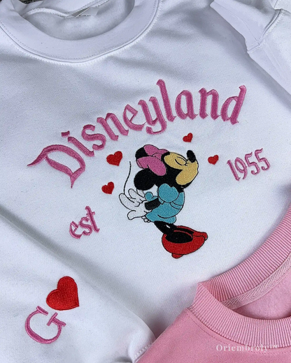 Park-inspired vintage cartoon embroidery White - Minnie 