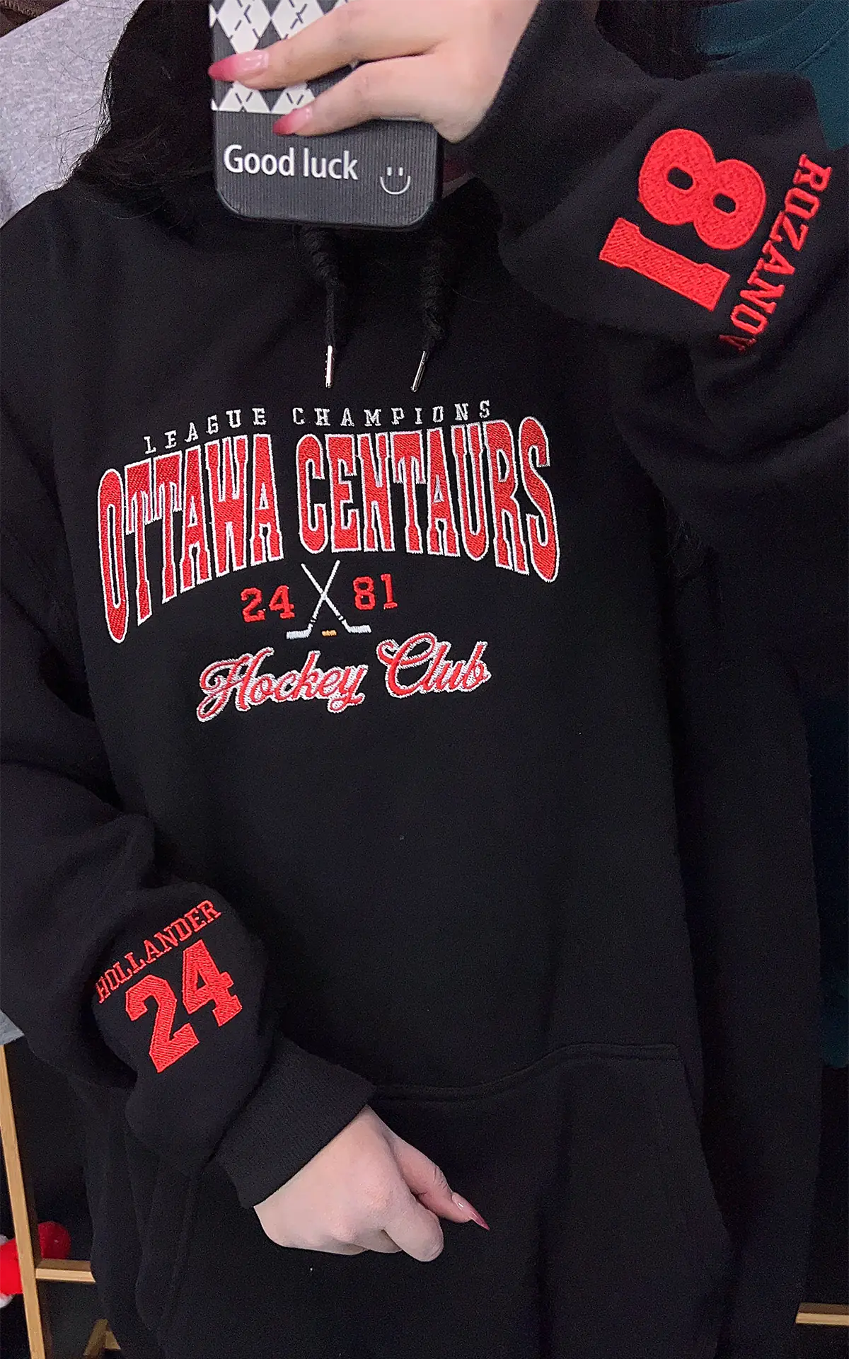 Vintage-style Ottawa Centaurs Hockey Club black hoodie, cozy fleece for sports fans
