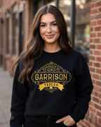 black vintage pub sign embroidery Garrison Tavern sweatshirt
