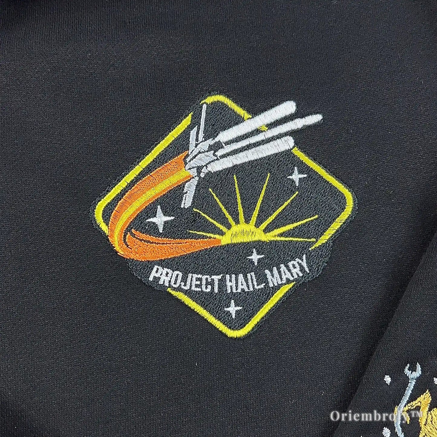 Vintage-inspired space exploration aesthetic pullover with "Amaze Amaze Amaze" yellow embroidery. Minimalist sci-fi streetwear for men and women who love celestial and astronomy-themed apparel