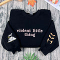 Violent Little Thing embroidered sweatshirt for women, crewneck hoodie in feminine streetwear style. Perfect for trendy fashion lovers.