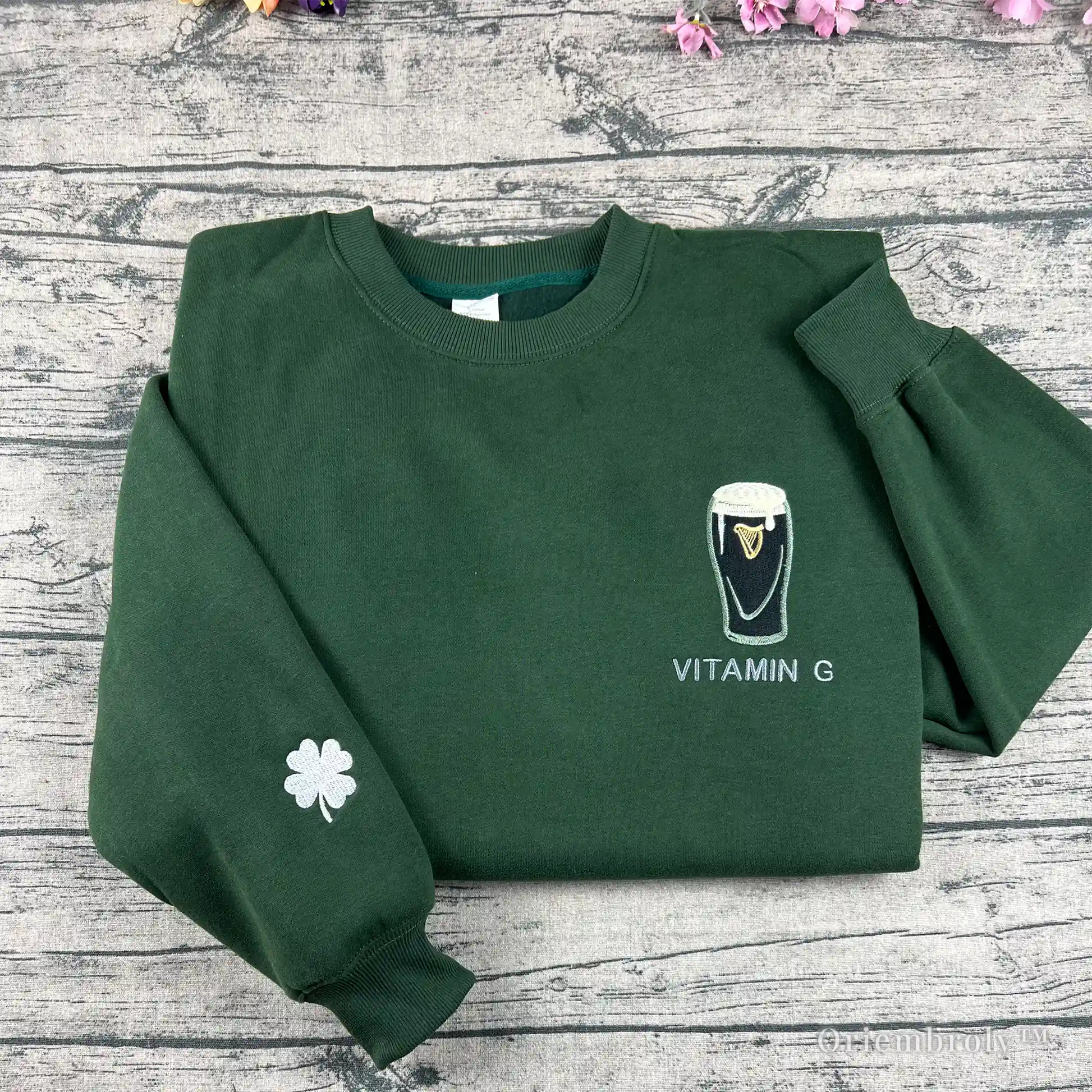 Vitamin G Irish stout embroidered sweatshirt St Patrick's Day crewneck