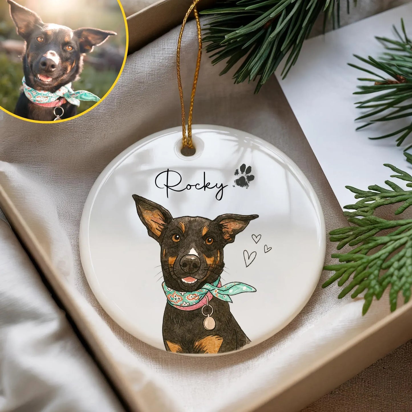 Watercolor pet loss memorial ornament
