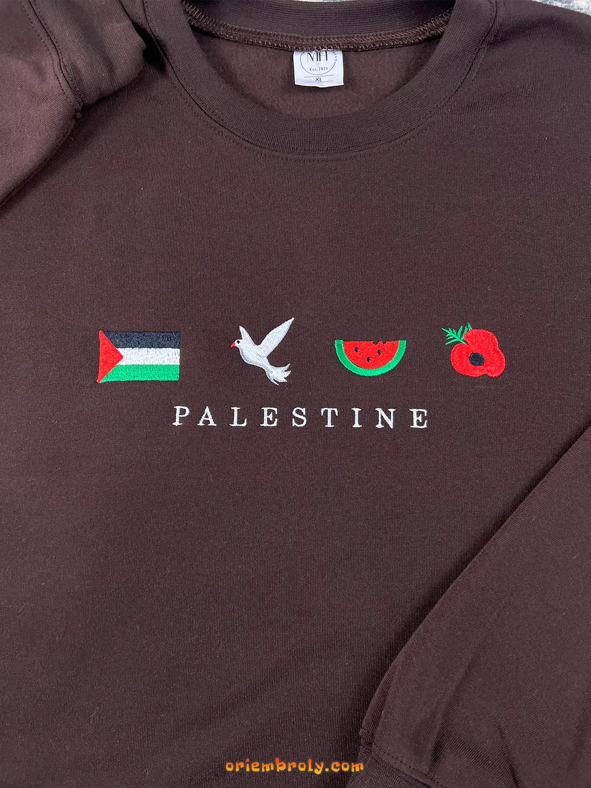 Unisex sweatshirt featuring Palestine flag and cultural icons