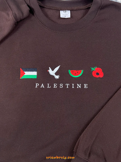 Unisex sweatshirt featuring Palestine flag and cultural icons