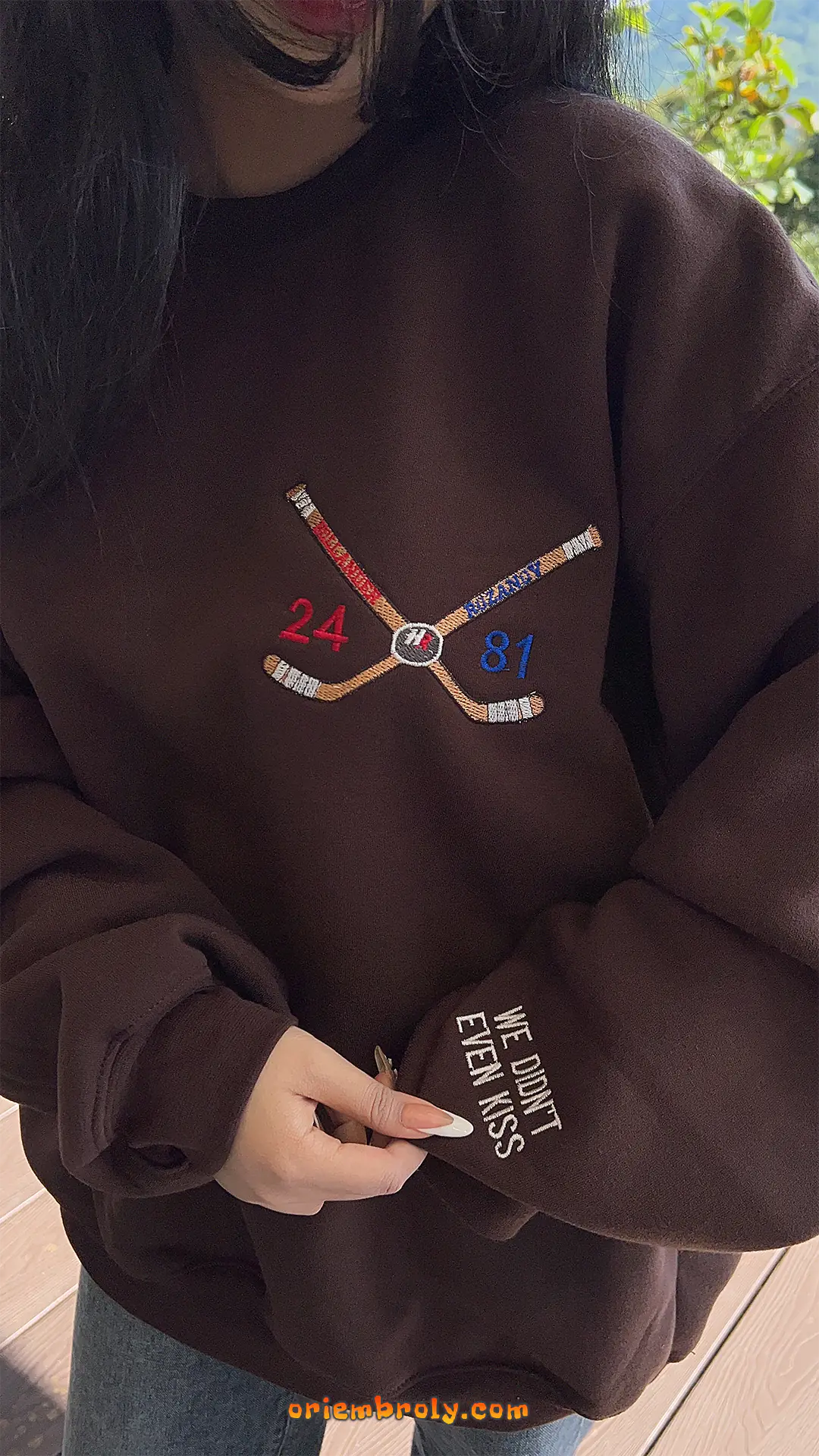 Personalized hockey numbers embroidered sweatshirt