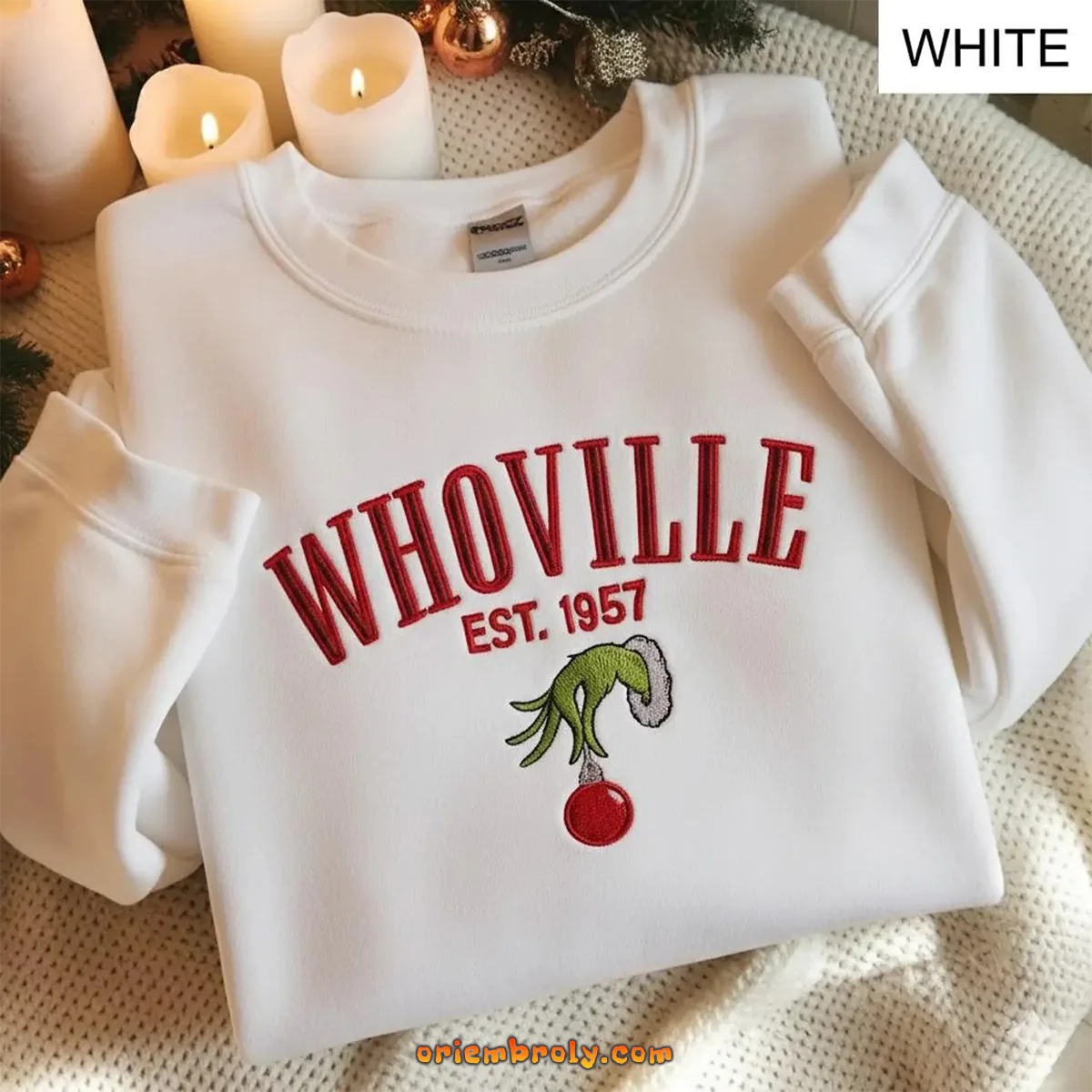 Whoville embroidered Christmas sweatshirt in green