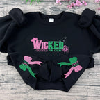Wicked 2025 glitter embroidered sweatshirt with appliqué design