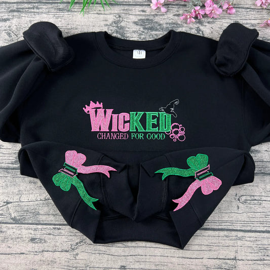 Wicked 2025 glitter embroidered sweatshirt with appliqué design