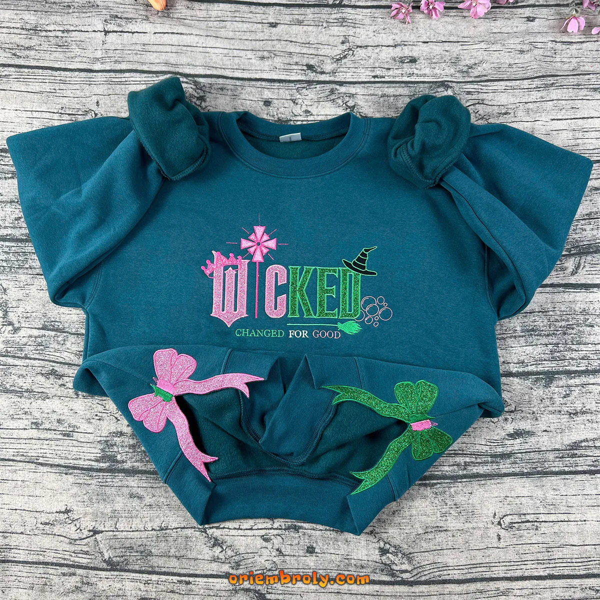 Wicked embroidered sweatshirt with double side bows