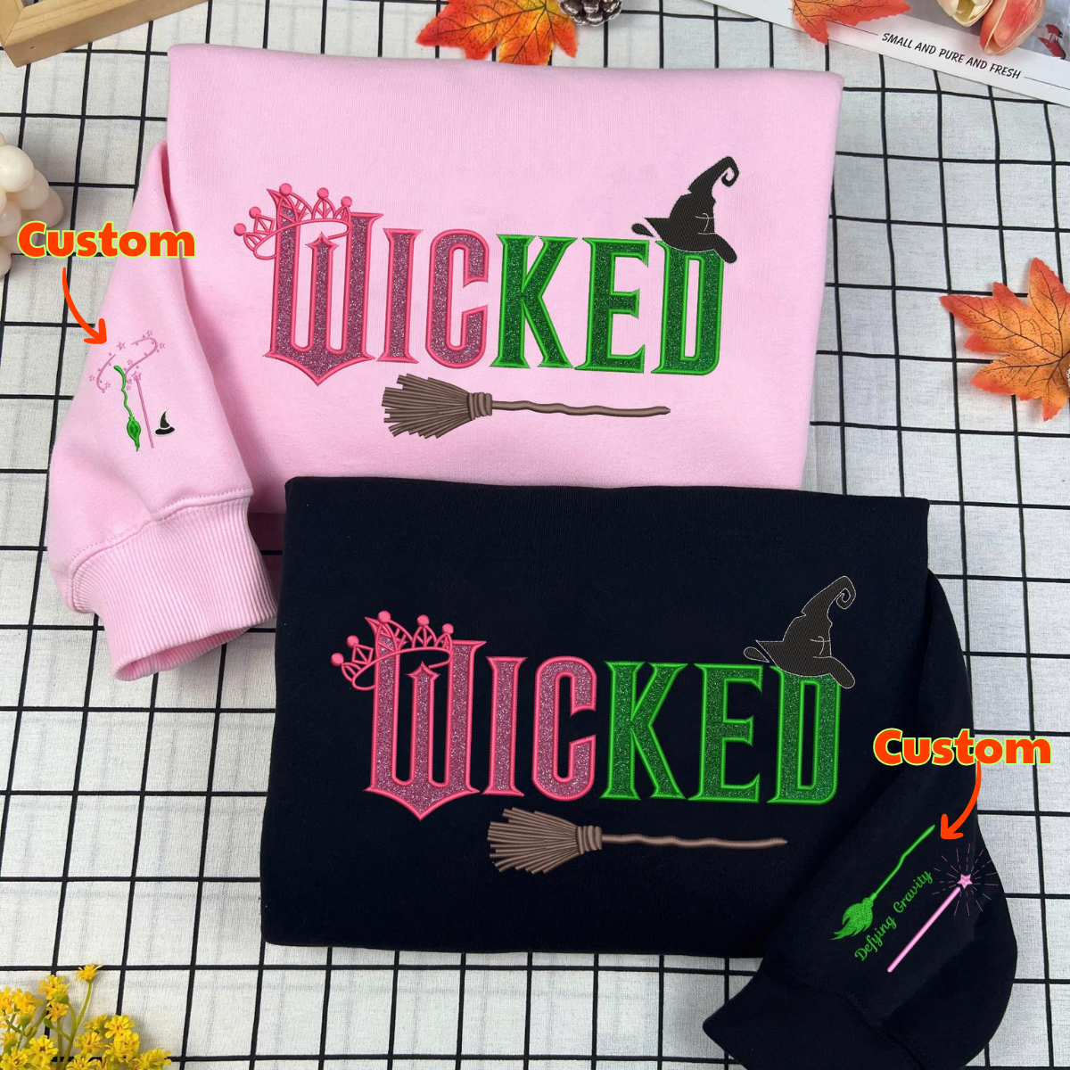 Wicked custom sleeve embroidered sweatshirt unisex fit