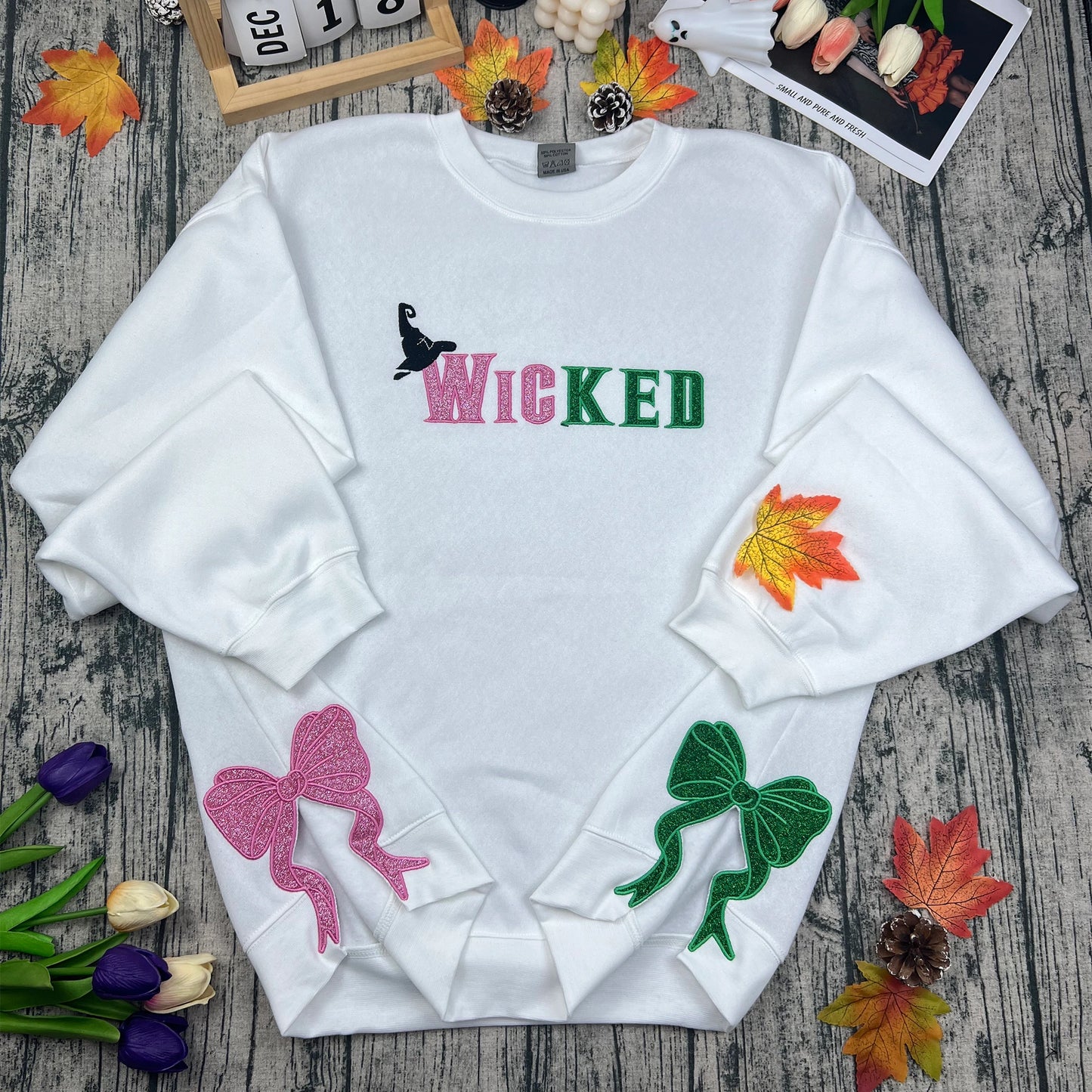 Wicked Glitter Embroidered Sweatshirt | Appliqué Embroidery | Wizard of Oz Crewneck