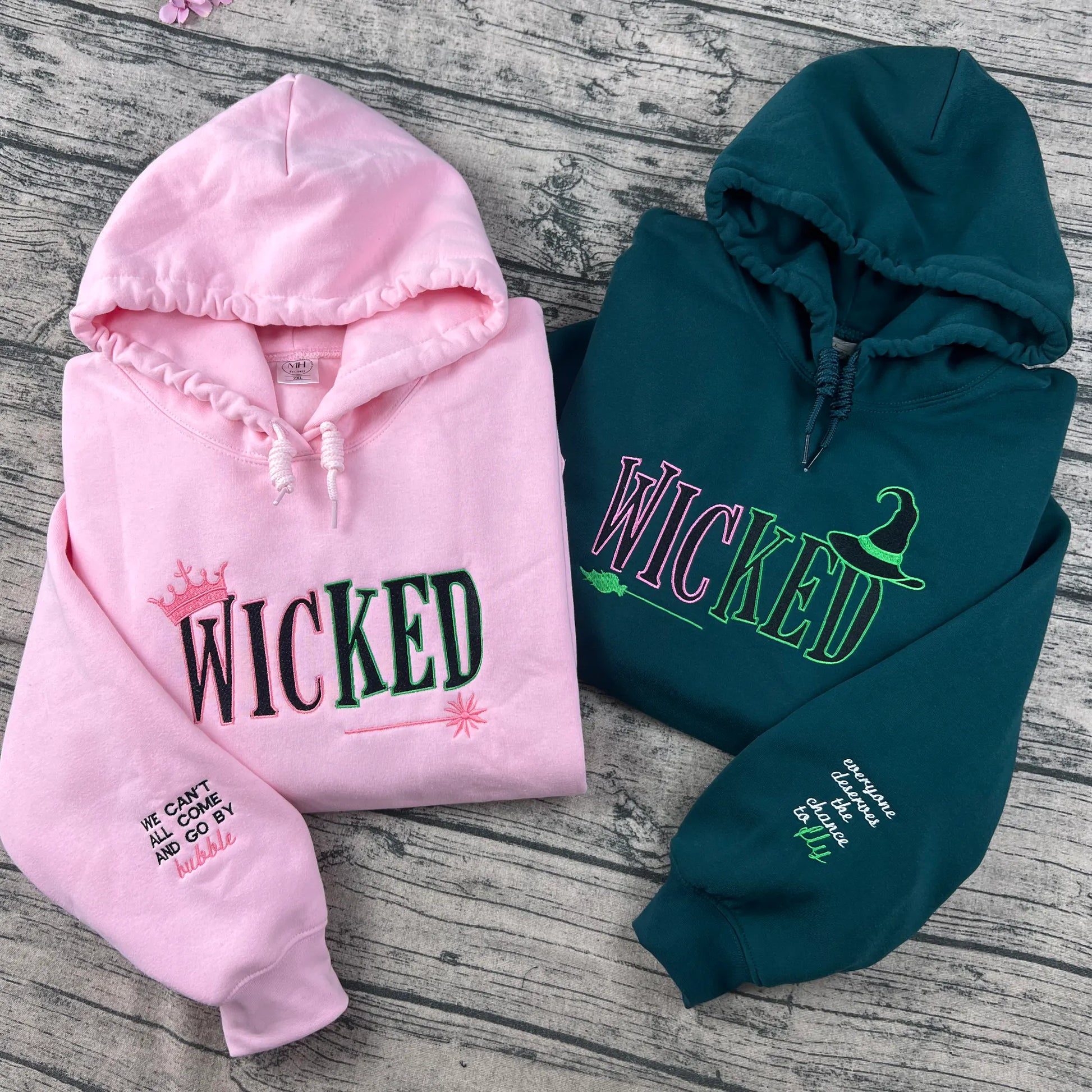 Wicked Musical hoodie with iconic quotes embroidered