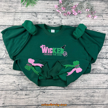 Changed for Good Wicked embroidered hoodie pink and green