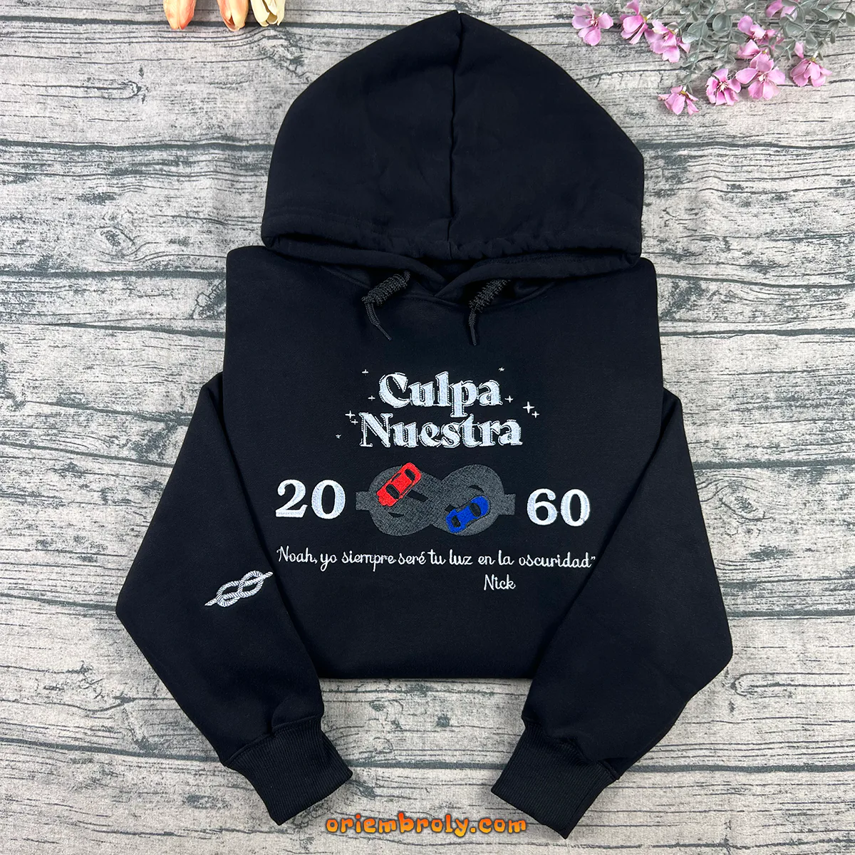 Black Culpa Nuestra embroidered cropped hoodie