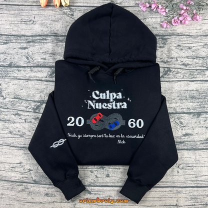 Black Culpa Nuestra embroidered cropped hoodie