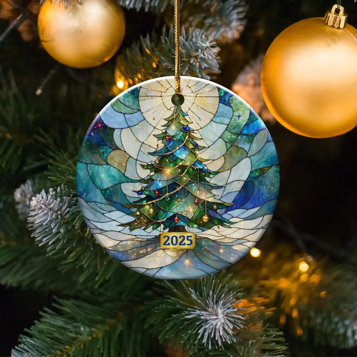 Wooden Christmas ornament 2025 with plastic covering