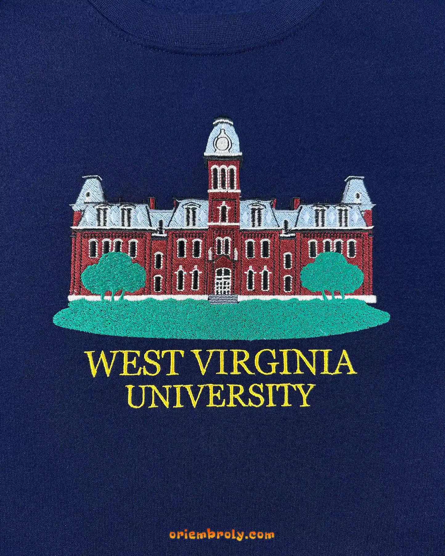WVU Woodburn Hall embroidered college sweatshirt