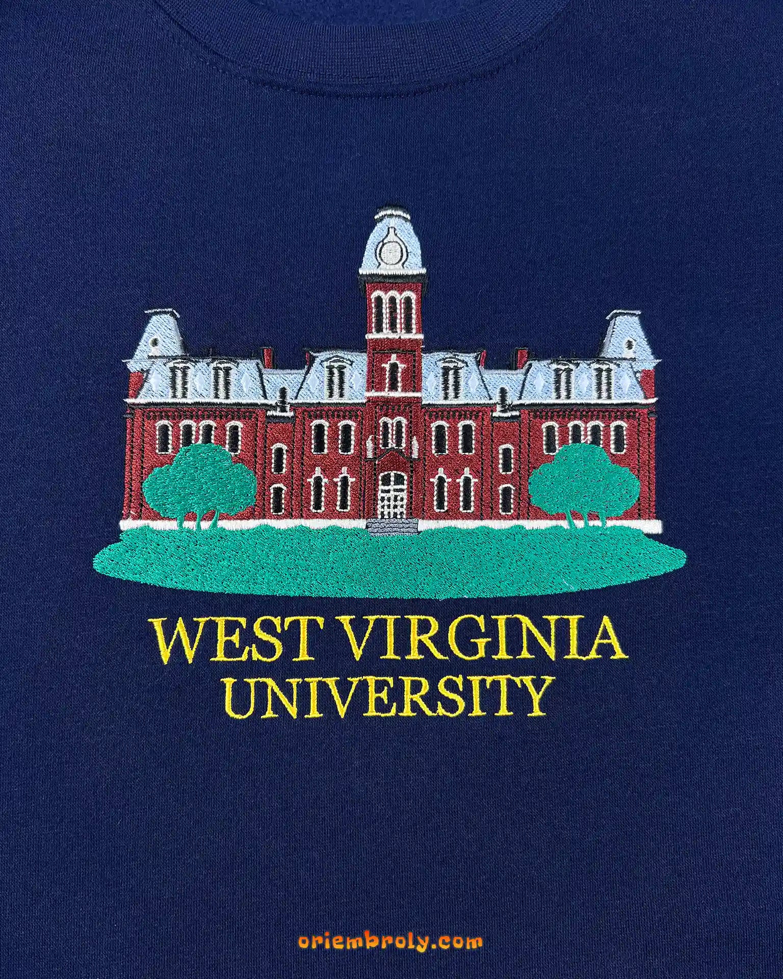 WVU Woodburn Hall embroidered college sweatshirt