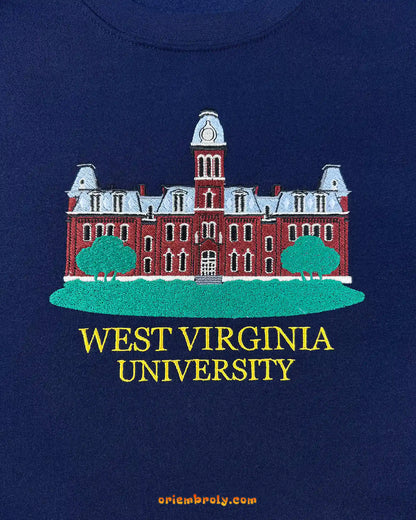 WVU Woodburn Hall embroidered college sweatshirt