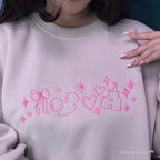 cozy Y2K coquette aesthetic embroidered sweatshirt lifestyle