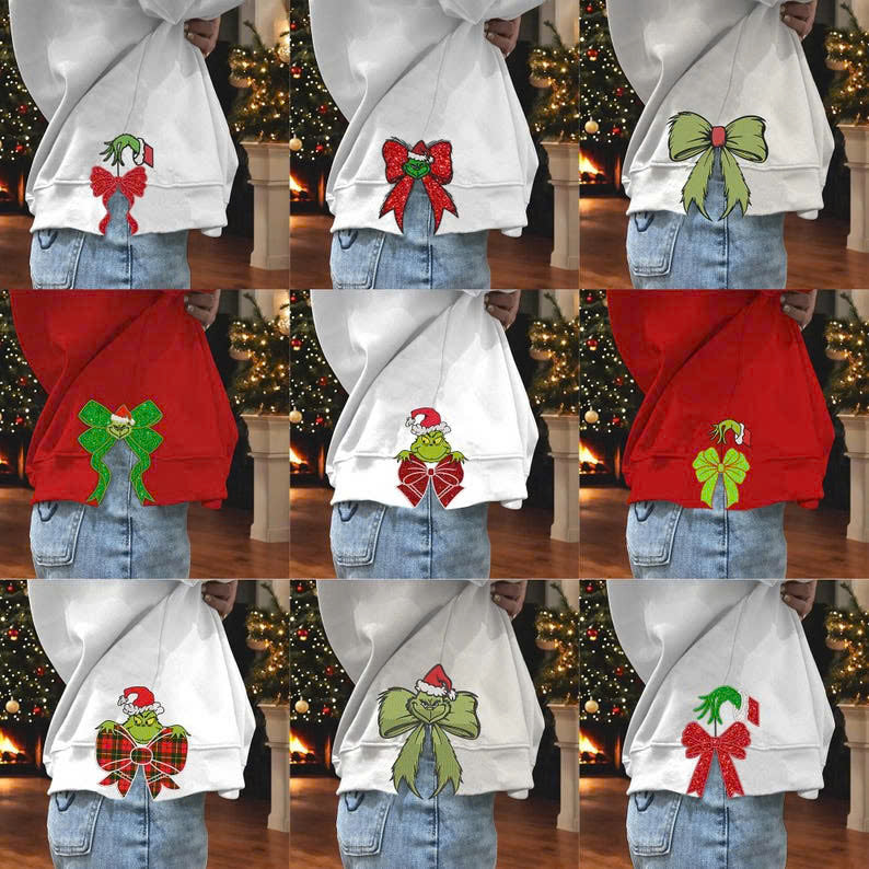 Christmas Believe embroidered sweatshirt with side bow, Merry Xmas Embroidery Pullover, Happy Winter Season Gift