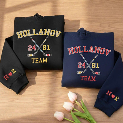 Embroidered Team Hollanov Hockey Romance Sweatshirt – Heated Rivalry Queer Hoodie, LGBT Hockey Fan Gift