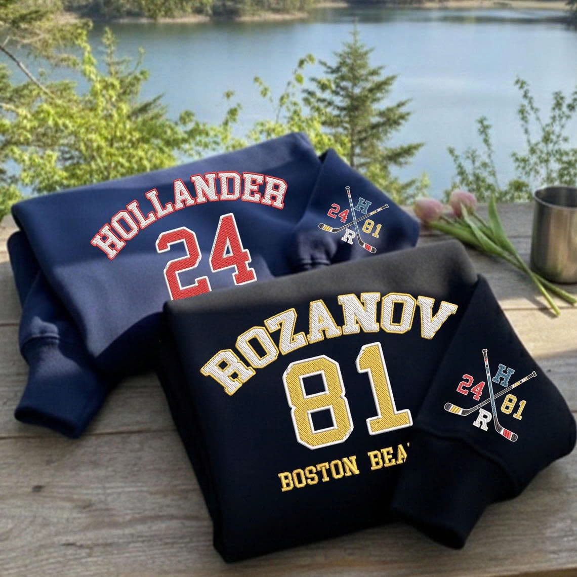 Embroidered Team Hollanov Sweatshirt, LGBT Pride Book Lover Gift Hoodie, Sport Romance Sweater, Unisex Movie Inspired Crewneck