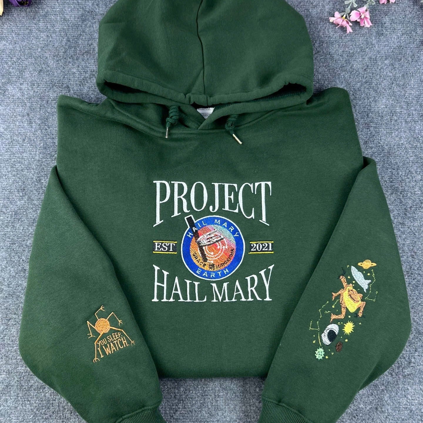 Project Hail Mary Rocky Embroidered Hoodie – Sci-Fi Space Mission Patch Sweatshirt