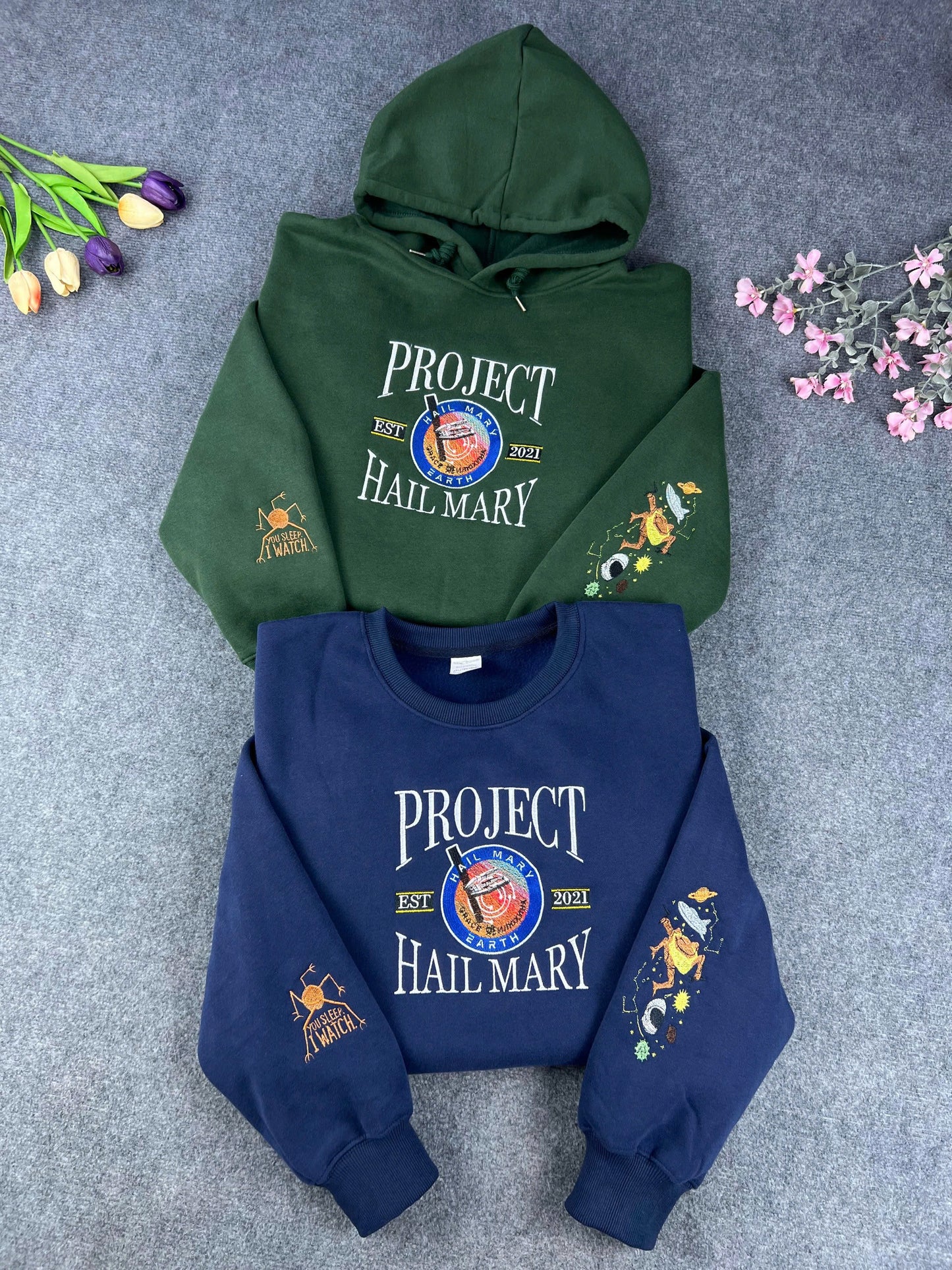 Project Hail Mary Rocky Embroidered Hoodie – Sci-Fi Space Mission Patch Sweatshirt