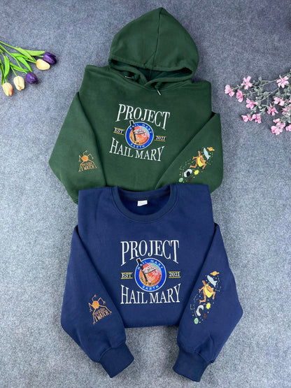 Project Hail Mary Rocky Embroidered Hoodie – Sci-Fi Space Mission Patch Sweatshirt