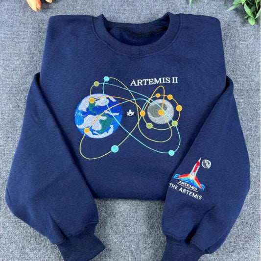 NASA Artemis II Embroidered Sweatshirt – Vintage Space Mission Crewneck