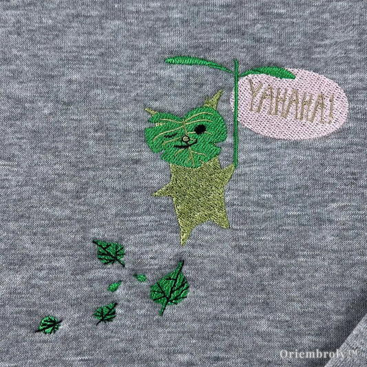 Zelda embroidered sweatshirt Korok inspired design