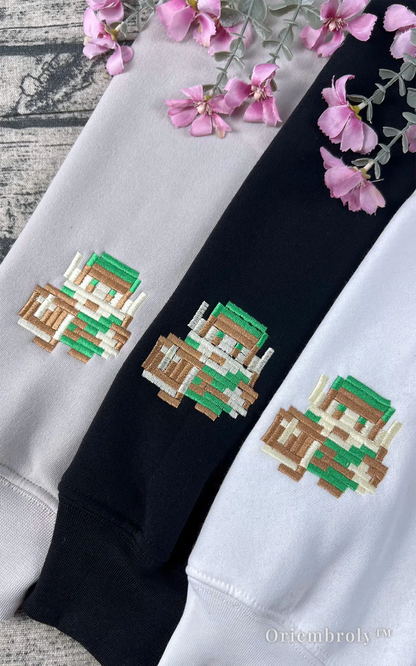 Zelda sweatshirt with Korok embroidery retro gamer style