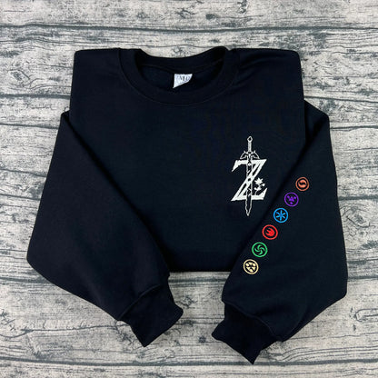 Zelda Tears of the Kingdom embroidered sweatshirt with Master Sword design