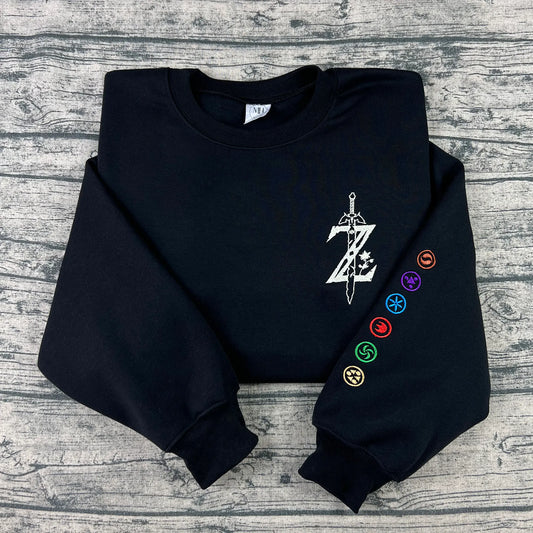 Zelda Tears of the Kingdom embroidered sweatshirt with Master Sword design